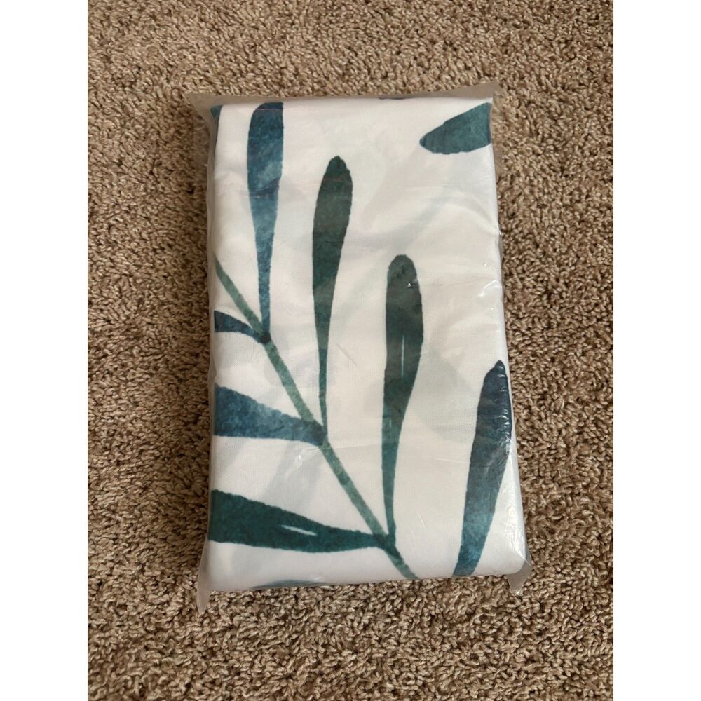 NEW Fabric Tablecloth Rectangular 60 x 84" White Eucalyptus Botanical